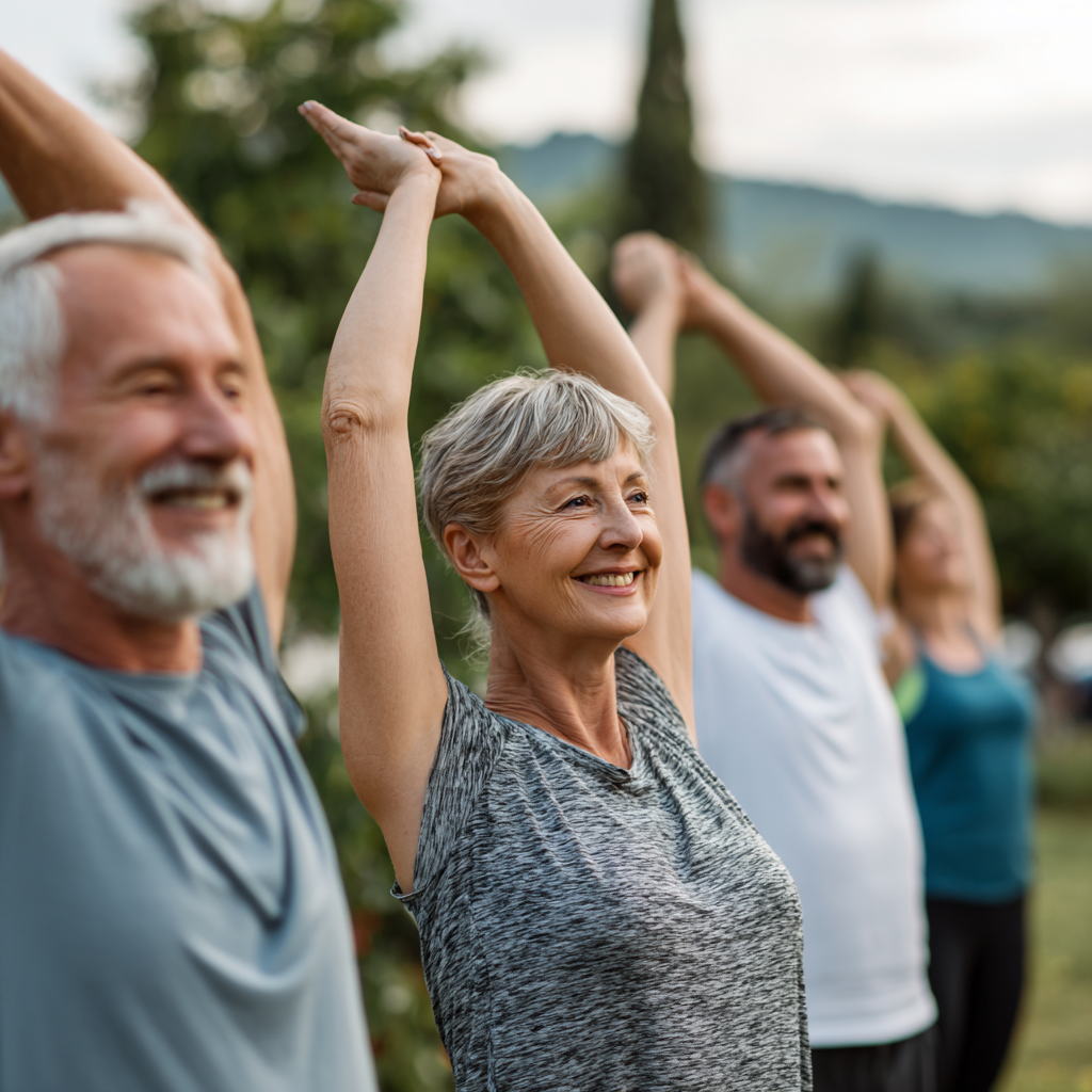 Ukrainian physiotherapist demonstrating proper form and injury prevention techniques to a middle-aged client, both focused and professional in a modern rehabilitation setting with exercise equipment